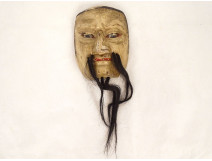 Noh theater mask, polychrome wood, demon man, Gigaku Obeshimi, Japan, 19th century