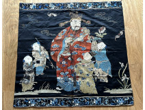 Chinese embroidery, silk fabric, mandarin character, children, China, 19th century