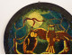 Large decorative earthenware dish by Quimper Keraluc René le Rouzic, featuring owls, 20th century