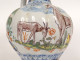 Dutch Delftware pitcher/jug with deer, village flowers, 18th century