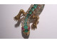 Victorian lizard salamander brooch in 14K gold with diamonds, emeralds, and rubies, 19th century