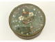 Small round cardboard flower box under glass, romantic 19th century