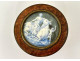 Round box with magnifying glass, miniature amboyna, abduction in Europe, J. Lalande, 19th century