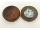 Round box with magnifying glass, miniature amboyna, abduction in Europe, J. Lalande, 19th century