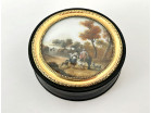 Boîte ronde écaille miniature paysage bergères cascade romantique XIXème 