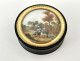 Round box with miniature tortoiseshell landscape depicting shepherdesses and a romantic waterfall, 19th century 