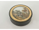 Round box with miniature tortoiseshell landscape depicting shepherdesses and a romantic waterfall, 19th century 