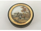 Round box with miniature tortoiseshell landscape depicting shepherdesses and a romantic waterfall, 19th century 