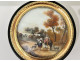 Round box with miniature tortoiseshell landscape depicting shepherdesses and a romantic waterfall, 19th century 