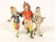 Small sculpture group of Carnival Pierrot figures, polychrome lead, 19th century