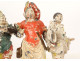 Small sculpture group of Carnival Pierrot figures, polychrome lead, 19th century