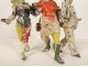 Small sculpture group of Carnival Pierrot figures, polychrome lead, 19th century