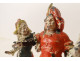 Small sculpture group of Carnival Pierrot figures, polychrome lead, 19th century