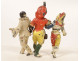 Small sculpture group of Carnival Pierrot figures, polychrome lead, 19th century