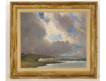 HST marine painting PM Colat landscape seaside Brittany cliffs lighthouse 20th century