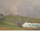 HST marine painting PM Colat landscape seaside Brittany cliffs lighthouse 20th century