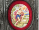Oval painted enamel plaque from Limoges, portrait of Saint John the Baptist with a lamb, 18th century