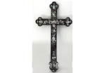 Croix crucifix bois nacre marqueterie fleurs Vietnam Indochine XIXè siècle