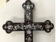 Cross, crucifix, wood, mother-of-pearl, marquetry, flowers, Vietnam, Indochina, 19th century
