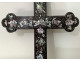 Cross, crucifix, wood, mother-of-pearl, marquetry, flowers, Vietnam, Indochina, 19th century