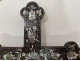 Cross, crucifix, wood, mother-of-pearl, marquetry, flowers, Vietnam, Indochina, 19th century