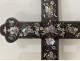 Cross, crucifix, wood, mother-of-pearl, marquetry, flowers, Vietnam, Indochina, 19th century