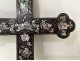 Cross, crucifix, wood, mother-of-pearl, marquetry, flowers, Vietnam, Indochina, 19th century