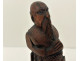Erotic snuffbox, carved wood depicting a praying monk, 19th century folk art