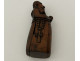 Erotic snuffbox, carved wood depicting a praying monk, 19th century folk art