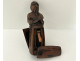 Erotic snuffbox, carved wood depicting a praying monk, 19th century folk art