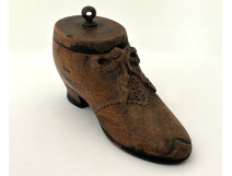 Snuffbox, carved wooden box, shoe, shoe knot, Folk Art, 19th century