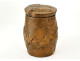 Small wooden snuffbox, carved with a deer, dog, and rabbit design, from the Aisne region, 20th century.