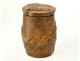 Small wooden snuffbox, carved with a deer, dog, and rabbit design, from the Aisne region, 20th century.