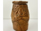 Small wooden snuffbox, carved with a deer, dog, and rabbit design, from the Aisne region, 20th century.