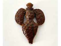 Small corozo tobacco shaker carved with a winged mermaid caryatid, 19th century