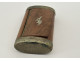 Snuffbox, wooden and metal box with foliage motif, Folk Art, 19th century