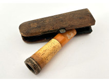 Genuine amber meerschaum cigarette holder, metal case, 19th century