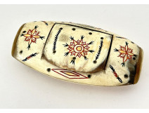 Snuffbox, carved horn box, sailor's work, convict, Folk Art, 19th century