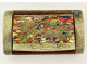 Snuffbox, wooden and metal box with foliage motif, Folk Art, 19th century
