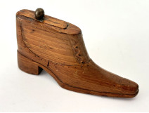Snuffbox, carved wooden box, shoe, boot, Folk Art, 19th century