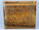 Ottoman Turkish snuffbox, carved wood, mosque, trophy of arms, stars, 19th century