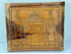Ottoman Turkish snuffbox, carved wood, mosque, trophy of arms, stars, 19th century
