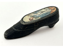 Snuffbox, carved wooden box, shoe, boot, Folk Art, 19th century