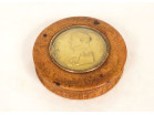 Round elm burl box with bronze medal of Emperor Napoleon I, Gayrard, 19th century