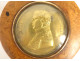 Round elm burl box with bronze medal of Emperor Napoleon I, Gayrard, 19th century