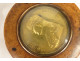 Round elm burl box with bronze medal of Emperor Napoleon I, Gayrard, 19th century
