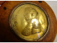 Round elm burl box with bronze medal of Emperor Napoleon I, Gayrard, 19th century