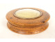 Round elm burl box with bronze medal of Emperor Napoleon I, Gayrard, 19th century