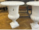 Pair of Medici vases, painted cast iron, garden basins, 19th century