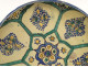 Large round polychrome earthenware dish with floral rosette, Morocco, Maghreb, Fez, late 19th century